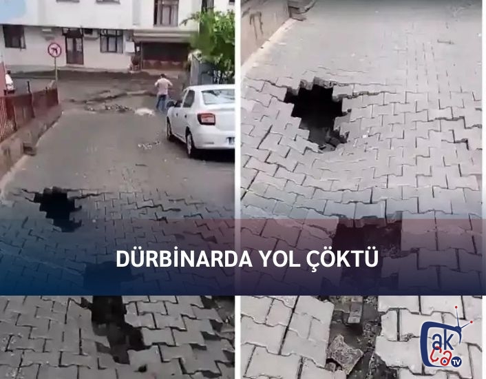 Dürbinarda yol çöktü