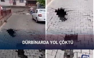 Dürbinarda yol çöktü